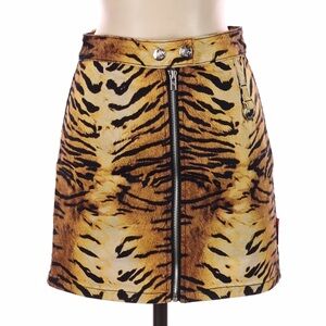 Tripp NYC Skirt Mini Y2K Punk Goth Womens Small Stretch Animal Print Brown